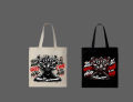"Too Many Voices In My Head" Grunge Printed  Tote Bag– Eco-Friendly Cotton Shoulder Shopping Bag-White, Black. 