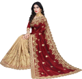 Red/Beige Embroided Silk Blend Bollywood Saree For Women | Traditional Saree For Women | Saree For Women. 