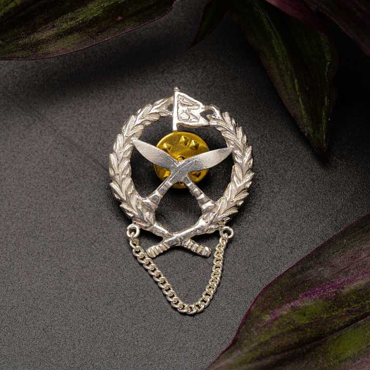 Hesse tisa Pure Silver Round Khukuri Design Brooch For Men