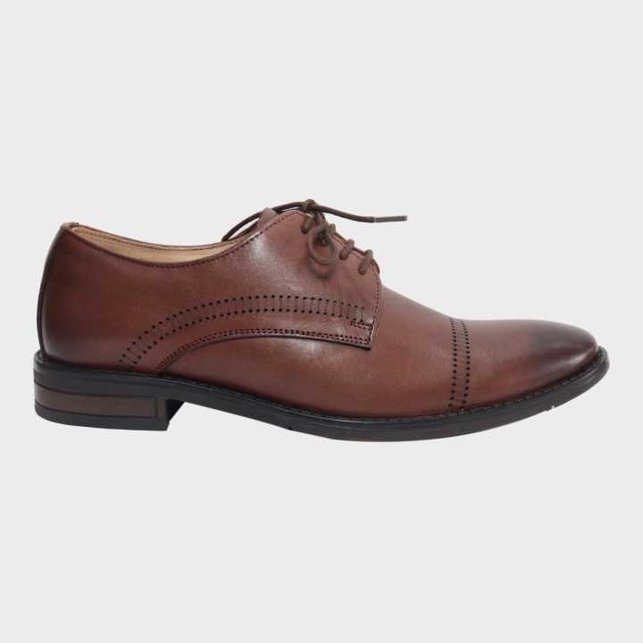 Brown  Color Leather Fashion Party Shoe For Men