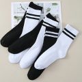 Pack Of 5 Pairs Cotton Plain Striped Sports Business Socks For Men. 
