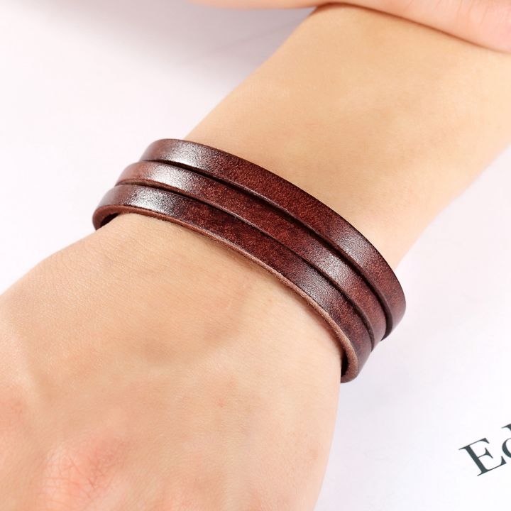 NEW XQNI Classic Style Double Layer Toggle-clasp PU Leather Bracelet For Men Black/Brown/Orange Color Male Jewelry Accessories Gift