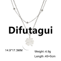 Difutagui Cazador Dog Cat Four Leaf Clover Pendant Necklace for Women Stainless Luxury Steel Compass Angel Choker Double Chain Neck Jewelry 2024. 