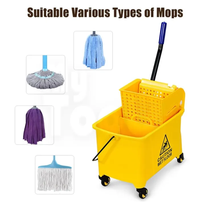Extra%20Strong%20Yellow%20Heavy%20Duty%20Mop%20Bucket%20%20with%20Wringer%2020Litre%20/%2020L%20Mop%20Bucket%20with%20Wringer%20Down%20Press%20-%20Image%204