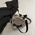 Retro Nylon Shoulder Bag Flower Pattern Comfortable Bucket Bag Large Capacity Portable Tote Bag. 