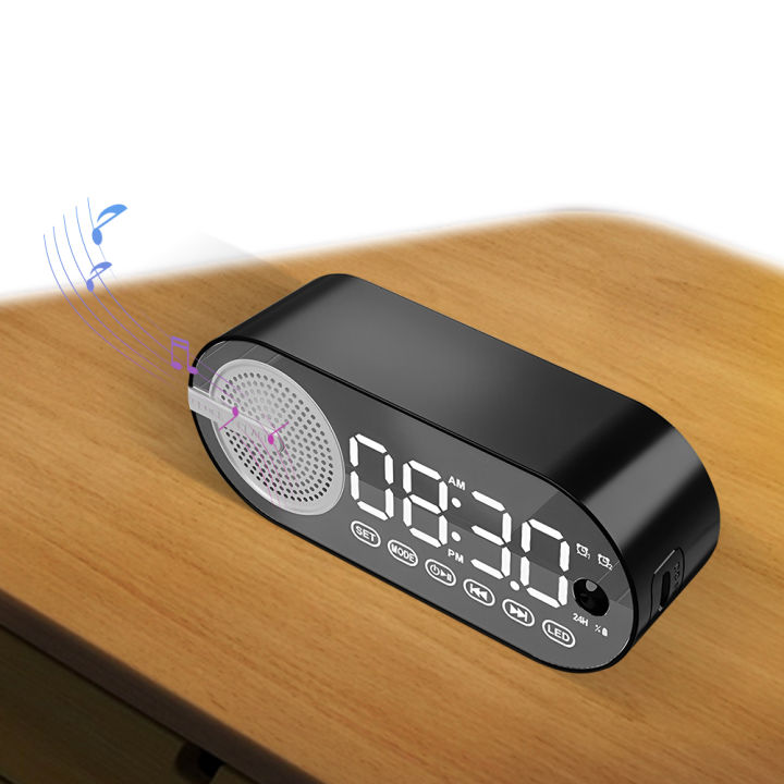 Wireless BT Speaker Small Alarm Clock with Dual Alarms Human-Activated Living Room Office Decoration