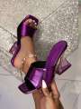 able Elegant Square Peep Toe Asymmetric Slip-On Stylish Casual Comfortable Date Party Minimalist Design Women High Heel Sandals. 