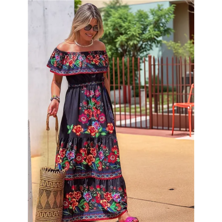 Sleeveless%20Beach%20Long%20Maxi%20Dress%20Black%20&%20Red%20M%20-%20Image%204