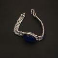 Pure Silver Bracelet With Blue  Stone Weight 52.31 Gram (4.48 Tola)  For Men. 