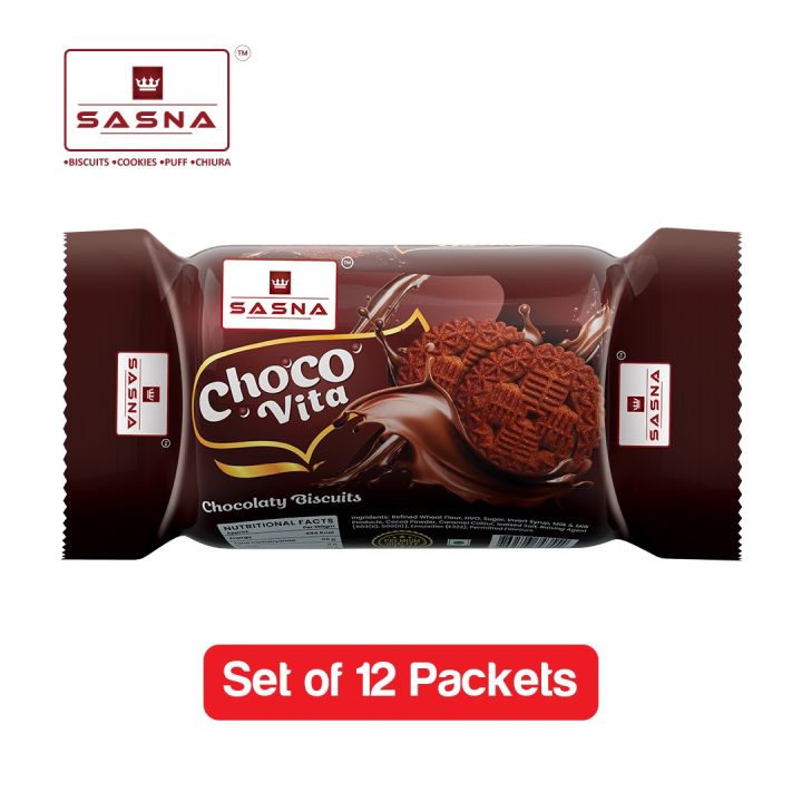 Sasna Choco Vita Chocolaty Biscuits Set of 12 Packets x 25 GM