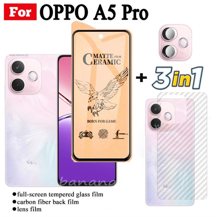 3 IN 1 OPPO A5 Pro Ceramic Tempered Glass for OPPO A3 Pro A3X Reno 13F 12F 11F Camera Lens Glass Screen Protector and Back Film