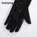 Sutuiying Summer Sunscreen Anti UV Flower Fashion Party Lace Gloves Long Mittens Women's Gloves Arm Warmers. 