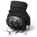 Gym Tactical Fitness Outdoor Protective Shell Antiskid Workout Riding Half Finger Gloves For Men. 