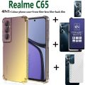 BLKNAIM 4-in-1 NEW For Realme C65 case Anti-fall Color phone case +Purple light Matte Ceramic Film +Carbon Fiber Back Film +Lens Film. 