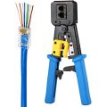 RJ45 Crimp Tool Pass Through Crimper Ethernet Cable Connector Crimping Tool Ratcheting Hand Tools - Wire Stripper - Crimper - Cutter. 