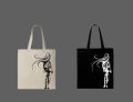 Elegant Tribal Girl Printed Tote Bag – Artistic Silhouette Design | Black, White. 
