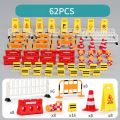 24/40/62PCS Plastic Kids Cognition Parking Crossbar Road Signs Street Scene Model Mini Traffic Cones Road Block Fences. 