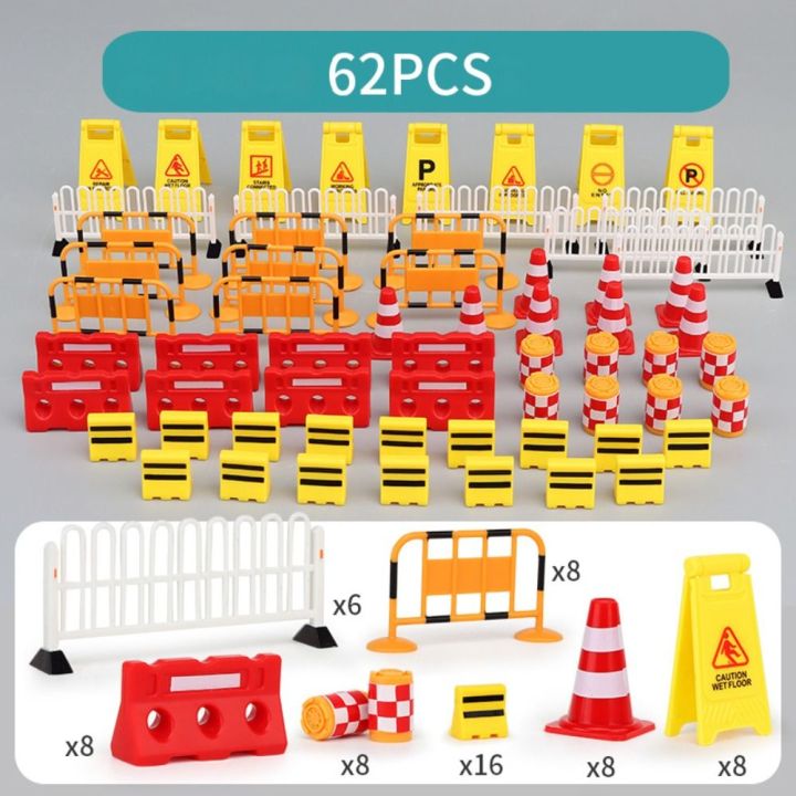 24/40/62PCS%20Plastic%20Kids%20Cognition%20Parking%20Crossbar%20Road%20Signs%20Street%20Scene%20Model%20Mini%20Traffic%20Cones%20Road%20Block%20Fences%20-%20Image%209