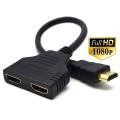 HDMI Splitter Adapter Cable - 1 in 2 Out HDMI Male to Dual HDMI Female Support Two The Same TVs at The Same Time 1080P. 