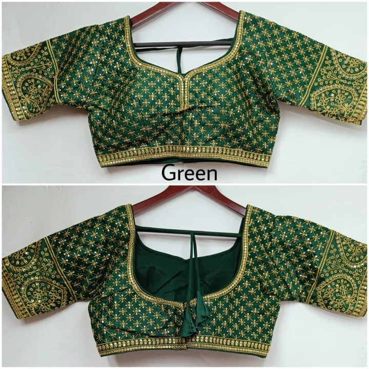Readymade%20Women%20Fashion%20Formal%20Traditional%20Half%20Sleeves%20Blouses%20-%20Image%202