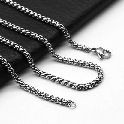 VaryGood 3mm Cubed Box Chain Rolo Necklace For Men 60cm