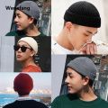 Wenefang Winter Women Men Solid Color Warm Knitted Brimless Hat Male Beanies Portable Autumn Hip Hop Skullcap Street Men Beanie Uni Melon Cap. 