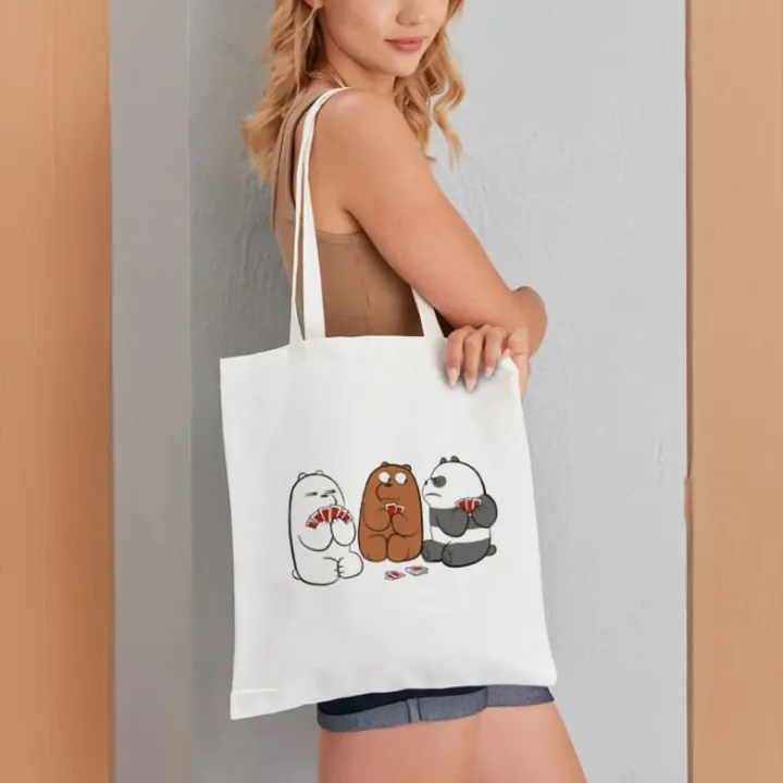 Cute%20Bear%20Printed%20Cotton%20Tote%20Bag%20For%20Women%20-%20White%20and%20Black%20%7C%20Fashion%20Bear%20Printed%20Tote%20Bag%20For%20Women%20-%20Image%203