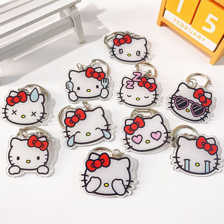 Hello Kitty Acrylic Keychain Bag Charms Sanrio Anime Figures Key Chain Pendant Cartoon Cosplay Chains Keyring Accessories Gifts LUKE