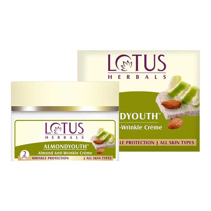 Lotus Herbals AlmondYouth Almond Anti-Wrinkle Cream for All Skin Types - 50 gm