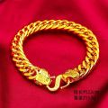 Sand gold jewelry, Fu Zitou boss bracelet, men's light luxury high-end design, versatile domineering simulation gold jewelry. 