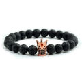 8mm Stone Beads Bracelet Bangles For Women Men Novelty Crown King Queen Beaded Charm Bracelets Cool Fashion Jewelry For Boy Girl. 