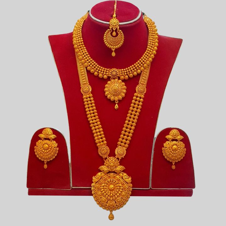 Rani Set Gold Plated Rani Haar With Necklace,Earrings & Sirbindi Nepali Bridal ...