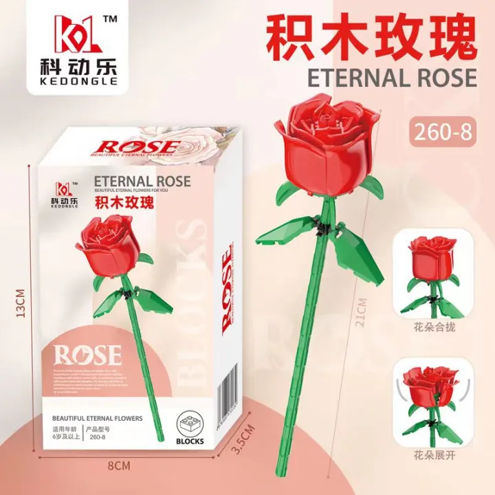 Compatible%20with%20Lego%20Roses%20Flower%20bouquet%20Small%20Particle%20Building%20Blocks%20Girl's%20Assembled%20Toys%20Valentine's%20Day%20Gift%20for%20Girlfriend%20-%20Image%207