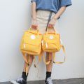 Portable Solid Color Parent-Child Backpack Canvas Zipper Mommy Bag Adjustable School Bag Women. 