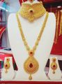 Gold Plated Rani Haar Set With Latest Design Necklace And Earrings And Adjustable Finger Ring For Women. 