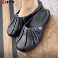 Kito Crocs Black Slippers For Men-AH130M - Black Slippers. 