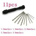 Precision Pin Vise Model Aluminum Hand Drill Set With Twist Drill Bits Set Of 11. 