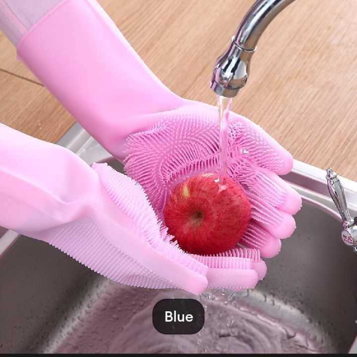 Vylon Magic Reusable Silicone Gloves with Wash Scrubber, Heat Resistant, for Cleaning, Household, Dish Washing, Washing the Car
