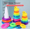 Baby Early Childhood Education Puzzle Ring Toy Kids Toys Children'S Little Yellow Duck Jenga Rainbow Tower Stacking Circle. 