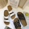 Black Comfortable Attractive Two Strap Slip On Silhouette Sandal For Women - 77XY. 