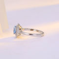 【New arrival】Sea Blue Diamond Topaz Ring Women's Natural Gemstone White Copper Plated 18K White Gold Proposal Ring. 