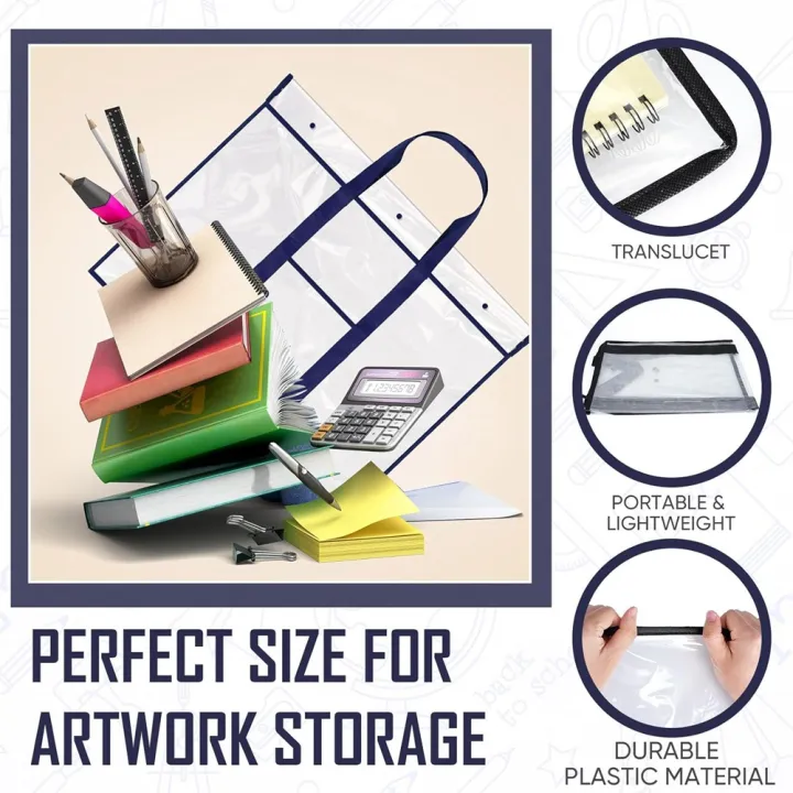 FORIDE%203%20Pack%20Large%20Poster%20Storage%20Bag%20Bulletin%20Board%20Holder%20Art%20PVC%20Folder%20with%20Pocket%20Transparent%20Art%20Portfolio%20Organizer%20-%20Image%207