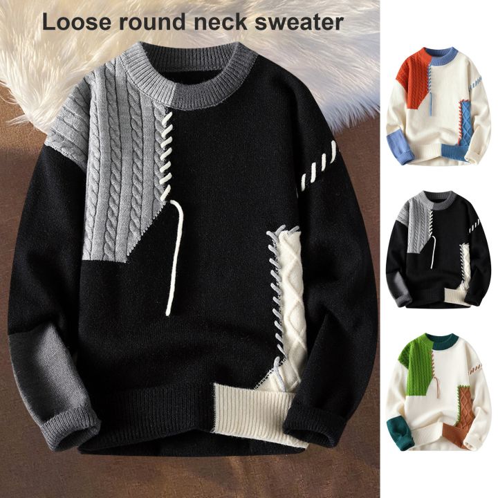 DESCENTE%20Men%20Long-sleeve%20Sweater%20Stylish%20Men's%20Color%20Block%20Sweater%20for%20Autumn%20Winter%20Warm%20Knitted%20Pullover%20for%20Casual%20Work%20Wear%20for%20Dating%20-%20Image%205