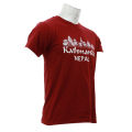 Maroon Cotton Round Neck Kathmandu Nepal Printed T-Shirt For Men. 