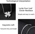 Four Leaf Clover Pendant Necklace, Lucky Charm Clavicle Chain Dainty Vintage Costume Jewelry Party Fashion Necklace For Women, Silver Color. 