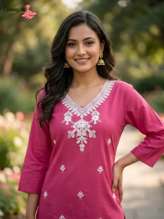 Aamayra%20Fashion%20House%20Pink%20Coloured%20Short%20Kurti%20For%20Women%20-%20Image%203