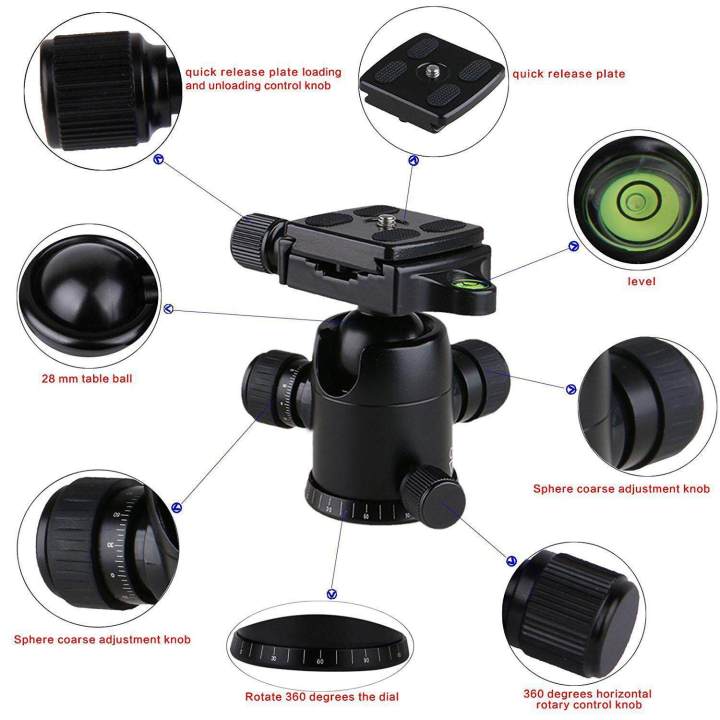 Mjack?%20ZM-03%20Photography%20Tripod%20Ball%20Head%20Ballhead+Quick%20Release%20Plate%20Pro%20Camera%20Tripod%20-%20Image%204