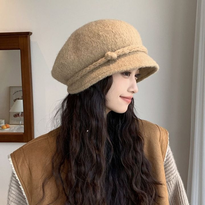 Fashion%20Multicolor%20Knitting%20Beret%20Korean%20Style%20Versatile%20Octagonal%20Painter's%20Hat%20Adjustable%20Head%20Circumference%20Leisure%20Beanie%20Cap%20Autumn%20Winter%20-%20Image%204