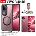 3 in 1 Vivo V50 Shockproof Phone Case With Magnetic Wireless Charging Sticker For Vivo V40 Pro V40 Lite Y19SFull Coverage Tempered Glass Screen Protector +Lens Film. 