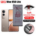 3 in 1 Vivo V50 Lite Shockproof Phone Case for Vivo V40 Lite Y19S Y04 Y39 5G Y29 4G Anti Spy Soft Ceramic Matte Privacy Tempered Glass. 